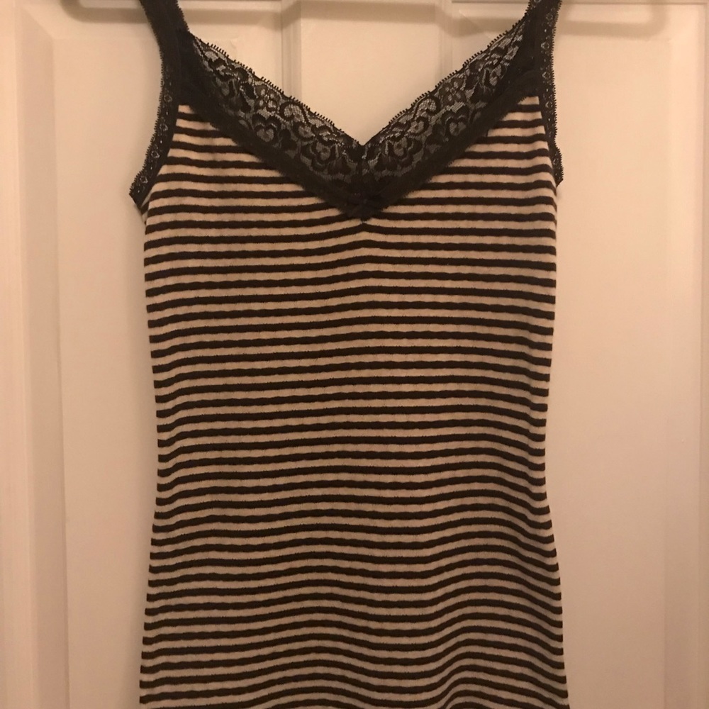Express Brown Striped Lacy Tank Size Small