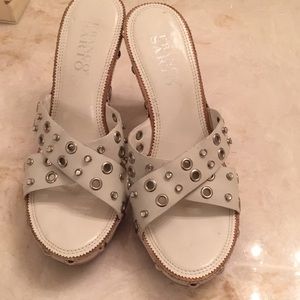 White Sandals with Wooden Heels!