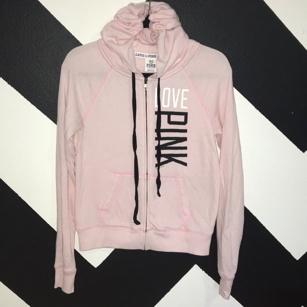 Pale pink colored hoodie