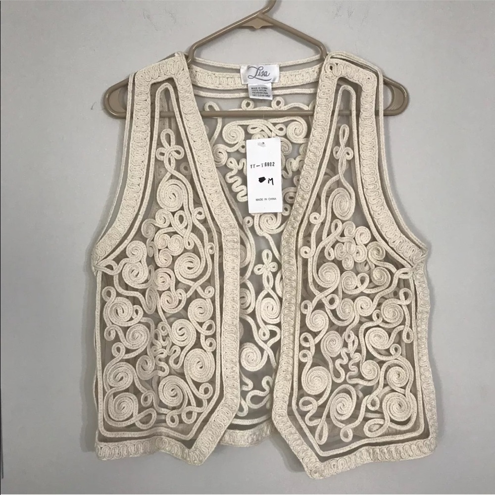 Women’s LISA Mesh Crochet Swirl Pattern Vest Sz M