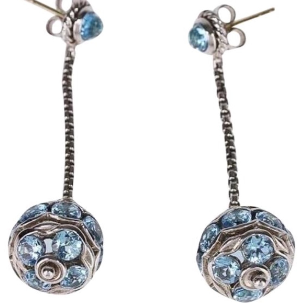David Yurman Sterling & Topaz Dangle Earrings