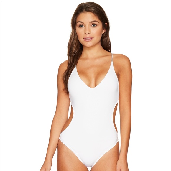 VINCE CAMUTO Swim White Strappy Plunge Swimsuit - Picture 3 of 8