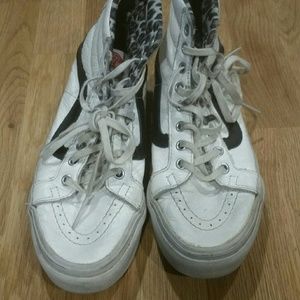 Vans white leather Sk8-hi