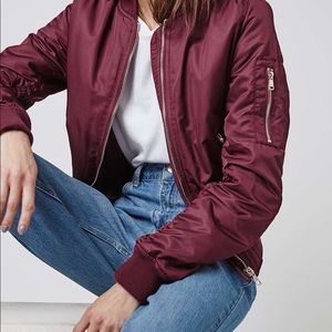 Topshop Satin Bomber Maroon Size 6