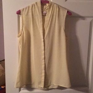 Yellow tank top with gray polka dots