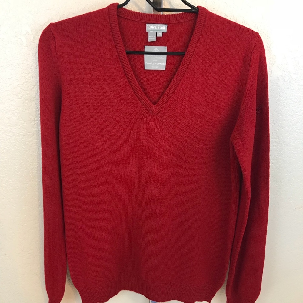 Lyle & Scott Red Lambswool Sweater Size Medium