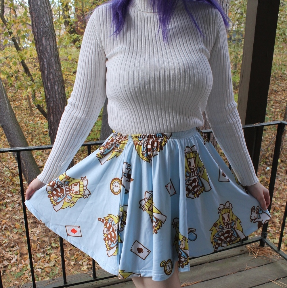Alice in Wonderland print skirt