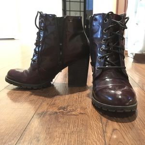 Madden Girl Heeled Combat Boots Burgundy 8.5