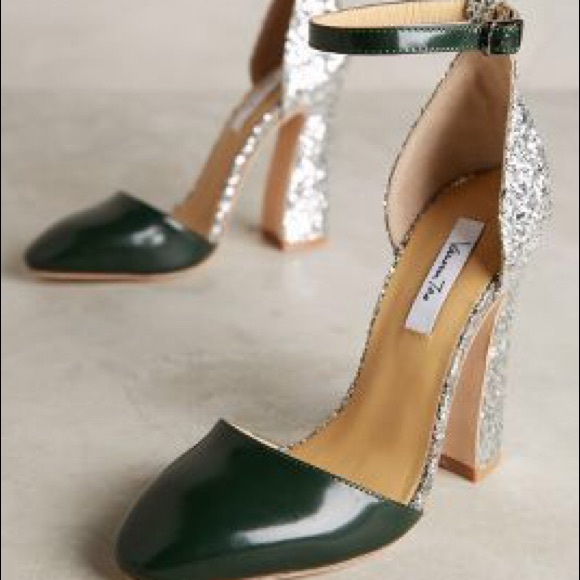 Anthropologie Shoes - Vanessa Tao Glitter Strap Heels, Size 39