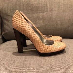 Nude snake print Calvin Klein platform heels