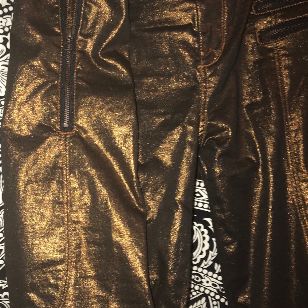 Bebe multi zip seam skinny jeans copper