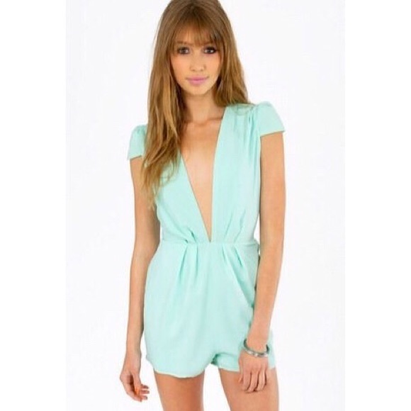 Tobi Pants - Tobi Gabriela sea foam aqua deep V romper