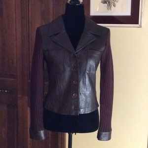 Sweater with leather front