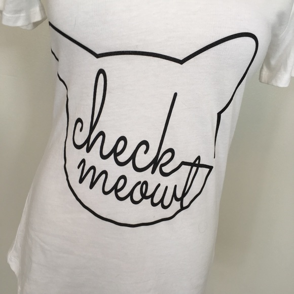 NWT Kitty cat check meowt graphic tee shirt - Picture 2 of 5