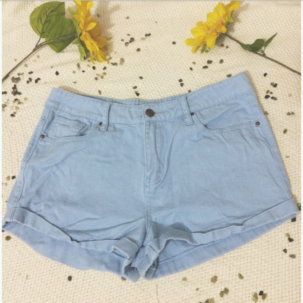 Baby blue high waist shorts
