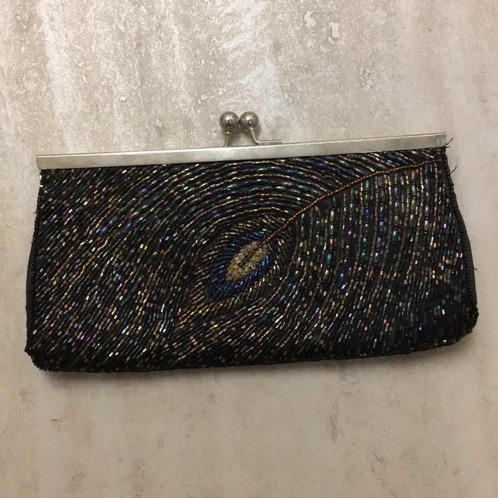 Black sequined clutch purse