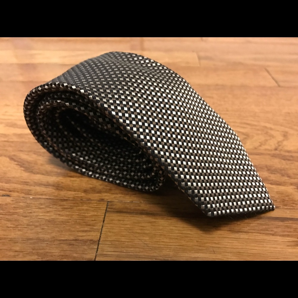 New$65 Elton Men’s silk woven Tie brown/black