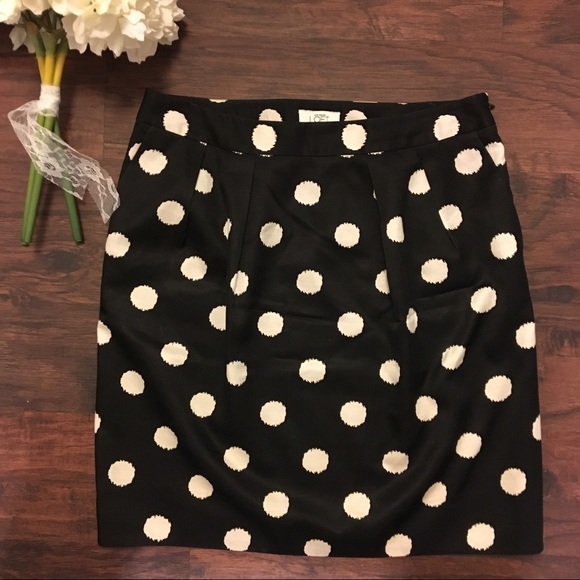 LOFT Dresses & Skirts - 💕 LOFT Silk Blend Polka Dot Skirt black white 8