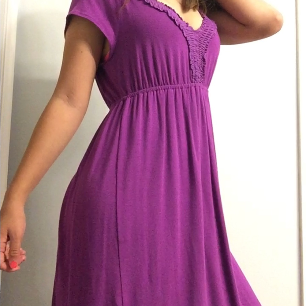 V-neck purple dress