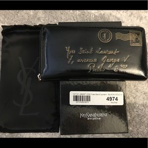 YSL Patent Y-Mail ZIP Wallet