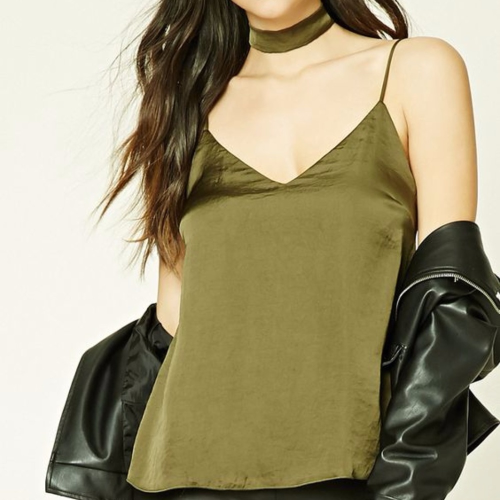 Forever 21 Olive Green Cami with Choker