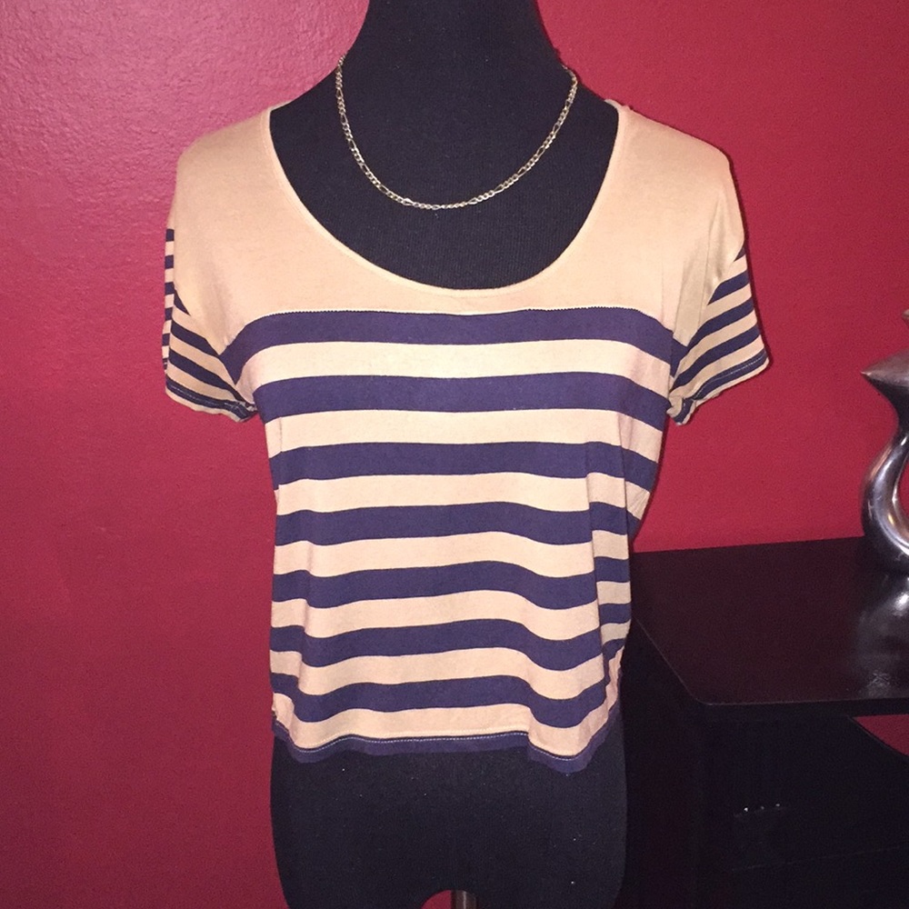 Cute Tan with black strips tee
