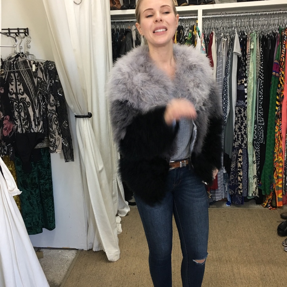 feather irrigated gray toned fashionable jacket