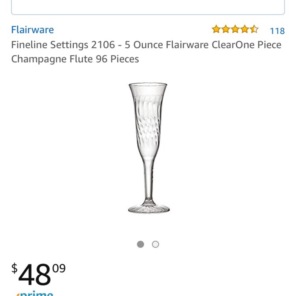 Set of 100 champagne flutes