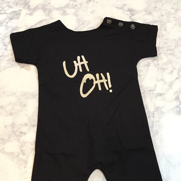 NWT Jump Around Co. Black "Uh Oh" Printed Romper - Picture 2 of 5
