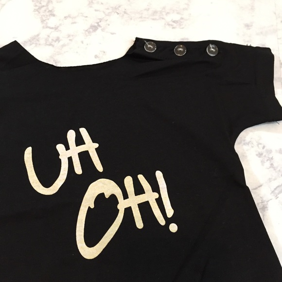 NWT Jump Around Co. Black "Uh Oh" Printed Romper - Picture 3 of 5