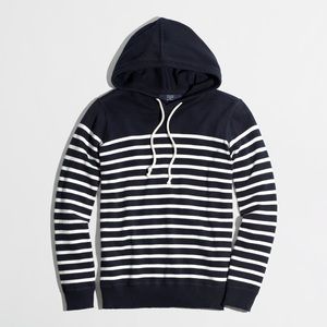 J Crew Nautical Navy/Ivory Hoodie Sweater Sz Large