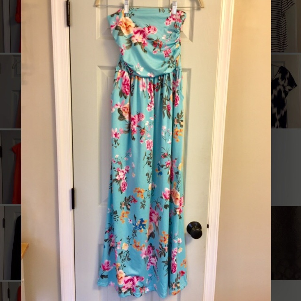 Floral Turquoise Maxi Dress