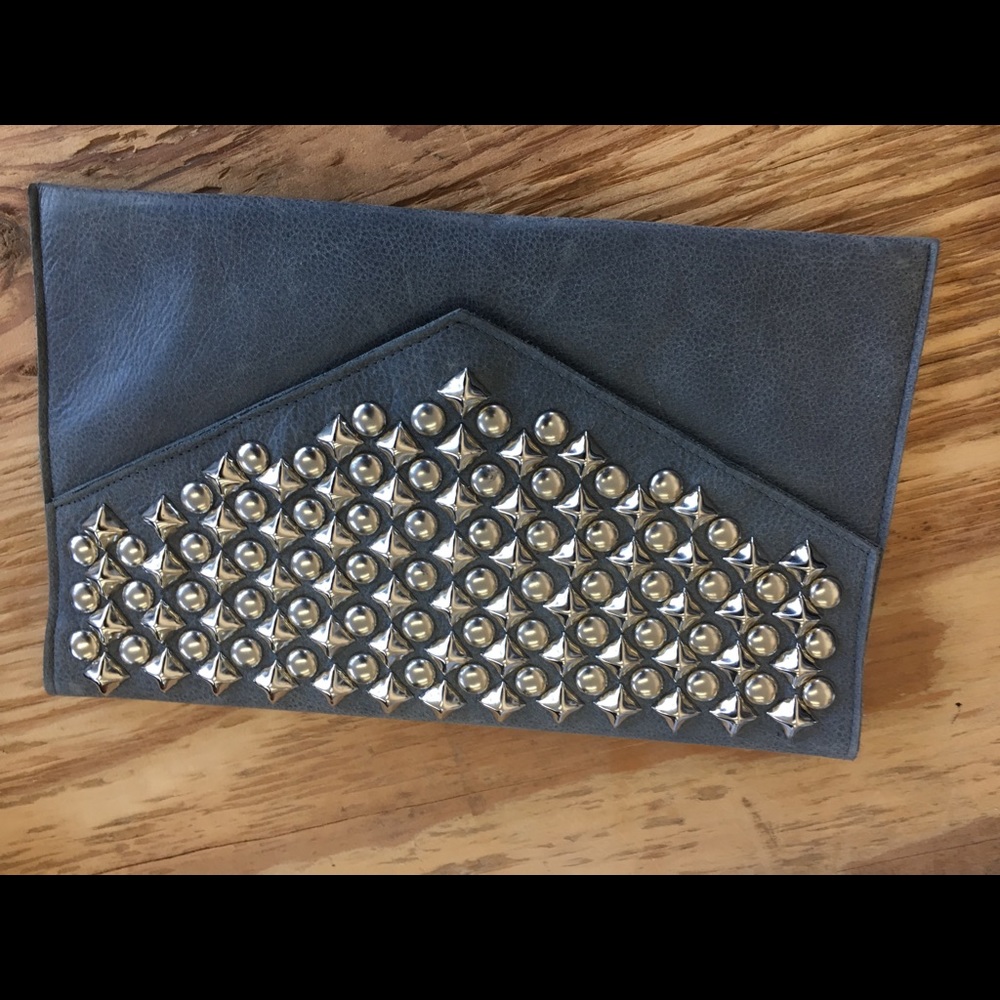 envelope clutch embellished with silver metal