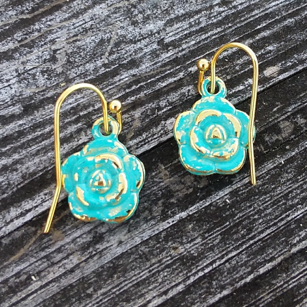 DAINTY FLOWERS oxidized turquoise golden daisies