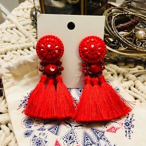 H&M Jewelry - Oversized bright red fringe earrings H&M Jewelry - Oversized bright red fringe earrings
