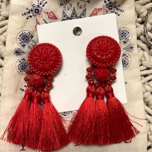 H&M Jewelry - Oversized bright red fringe earrings H&M Jewelry - Oversized bright red fringe earrings