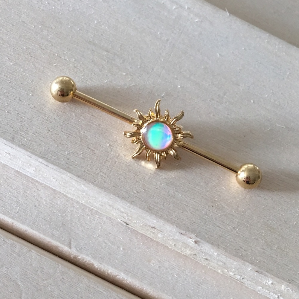 Gold Opal Sun Industrial Barbell