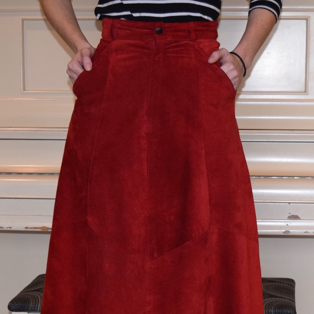 Vintage Red Suede Skirt