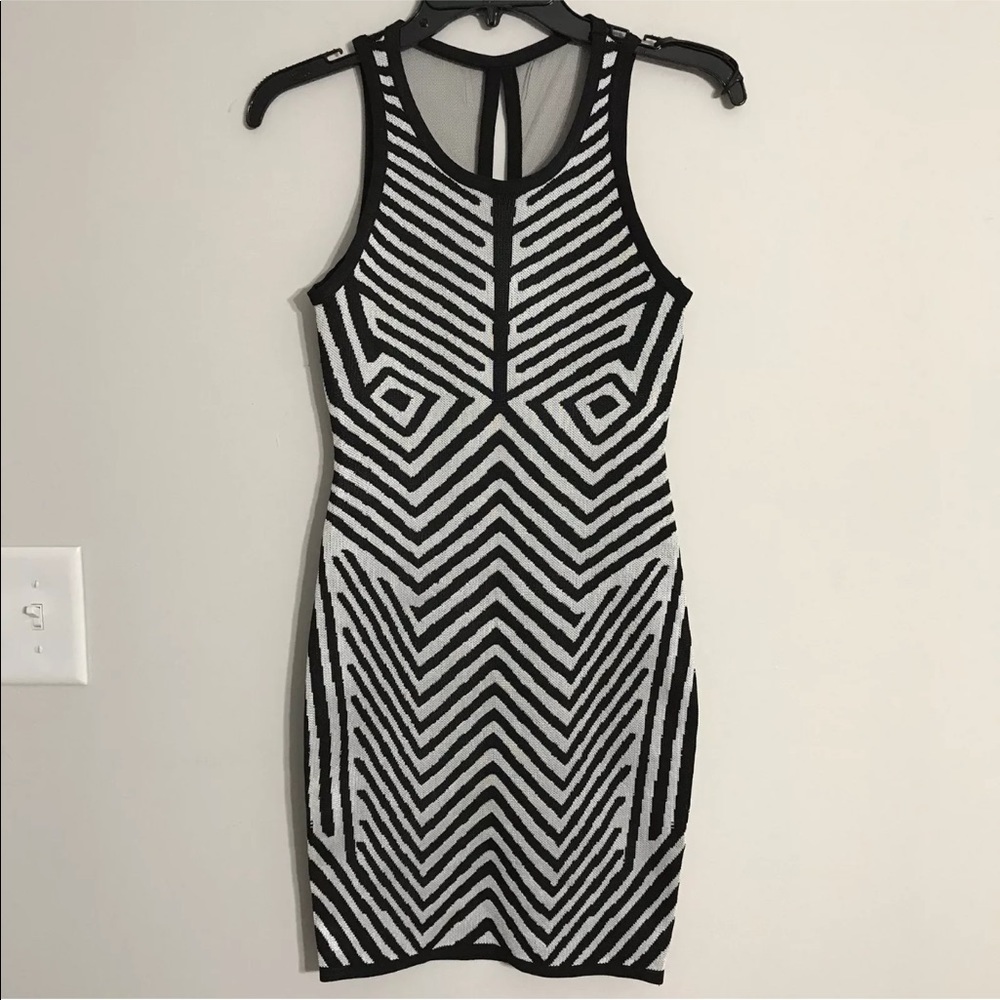 Women’s 2B BEBE Black Silver Bodycon Dress Size XS