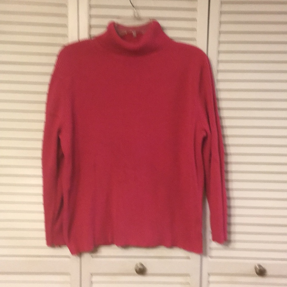 Hot Pink Ribbed Knit Turtleneck Sweater 22W/24W