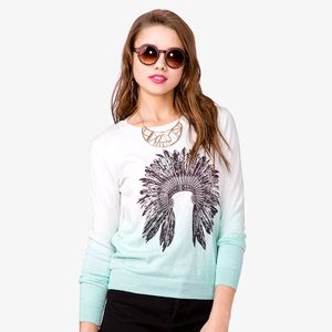 Ombré sweater with headdress design