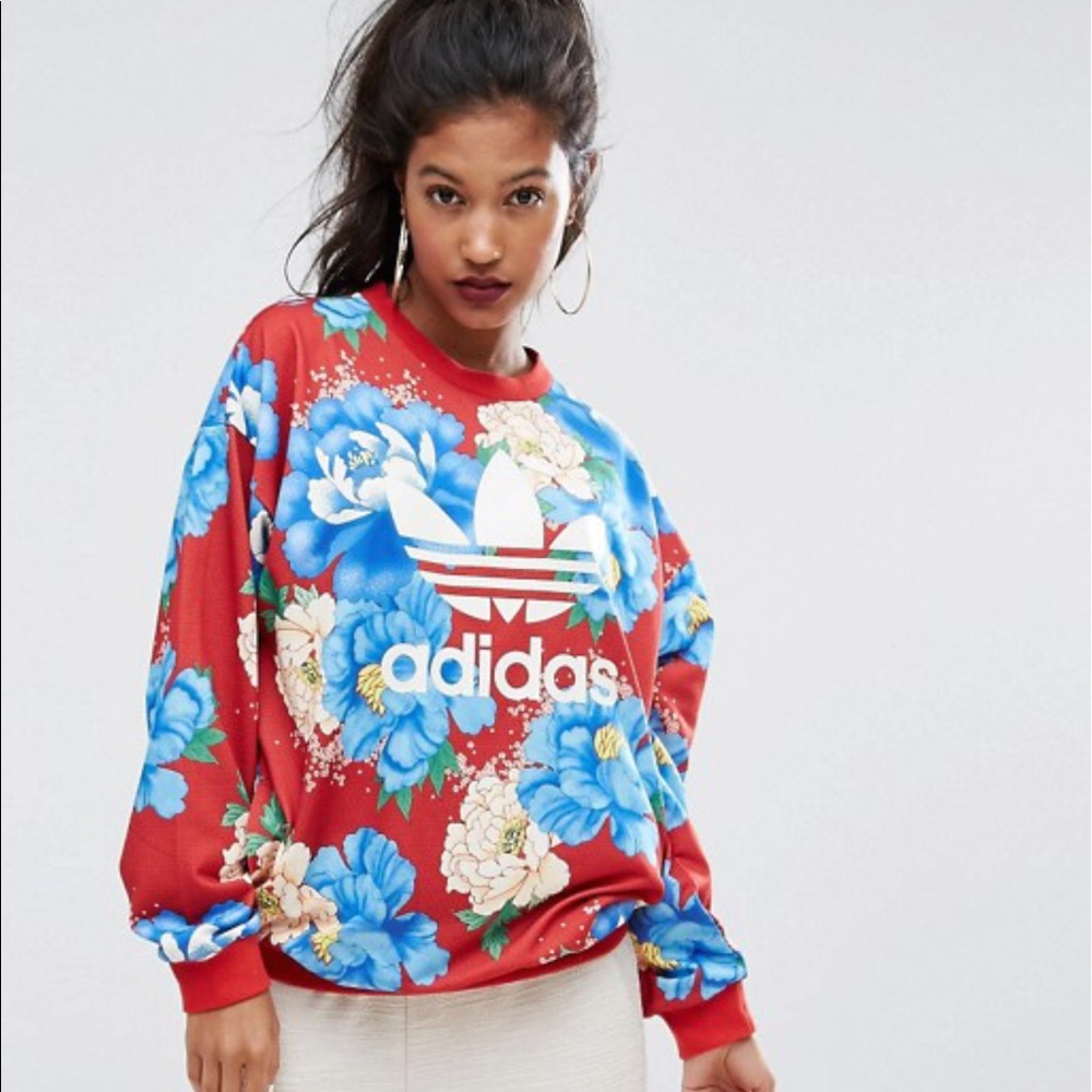 AdIdas floral crewneck