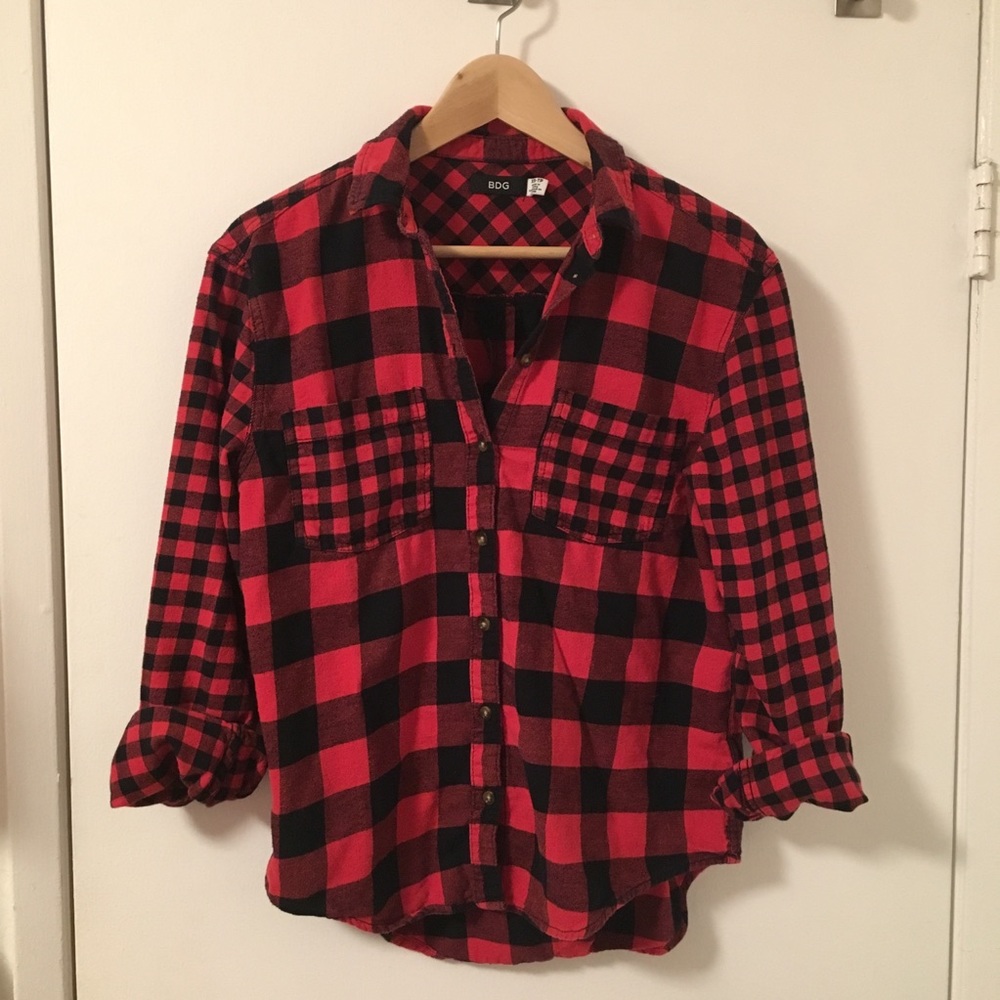 bdg buffalo plaid/gingham flannel button down