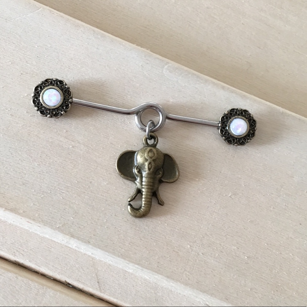 Opal Bronze Elephant Industrial Barbell
