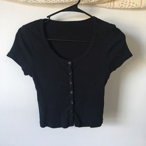 American Apparel Black Ribbed Crop Top