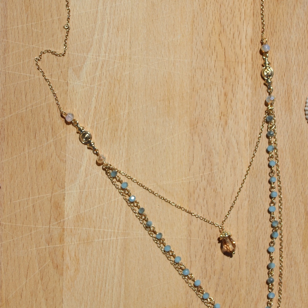 Rose Quartz & Crystal Layered Necklace - Picture 4 of 5