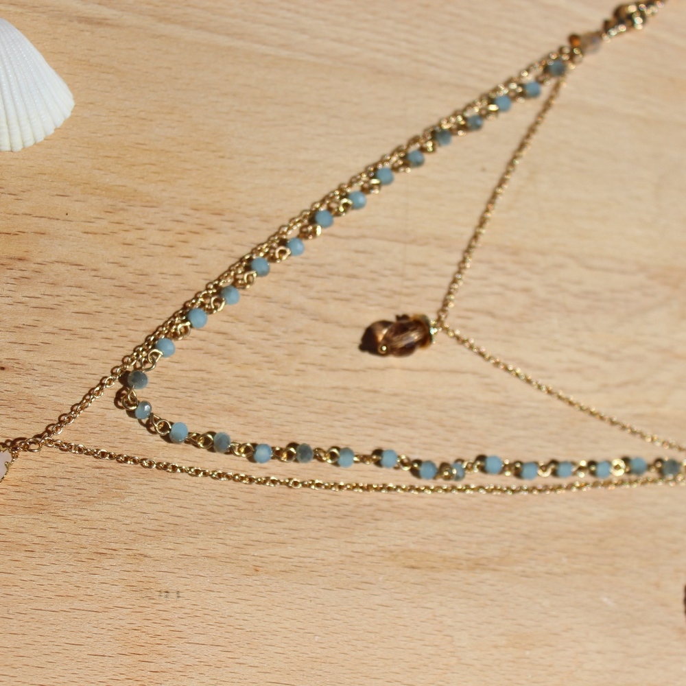 Rose Quartz & Crystal Layered Necklace - Picture 5 of 5