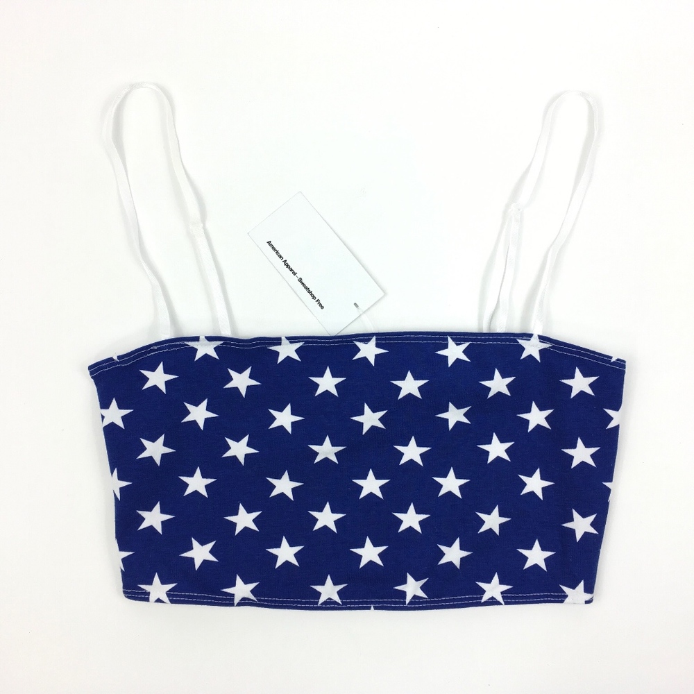 American Apparel Stars + Stripes Crop Top Bra Tank
