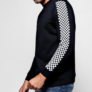 BooHoo Mens Racer Check Seeater Black/White Medium