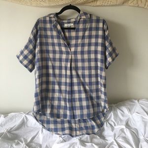Madewell Blue Beige Flowy Blouse